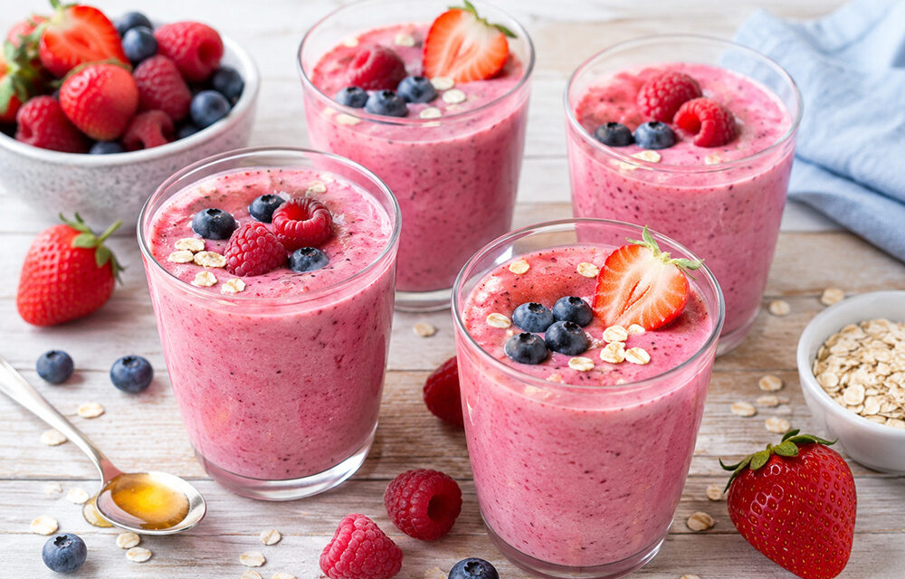 Sommerlicher Beeren-Smoothie mit Haferflocken
