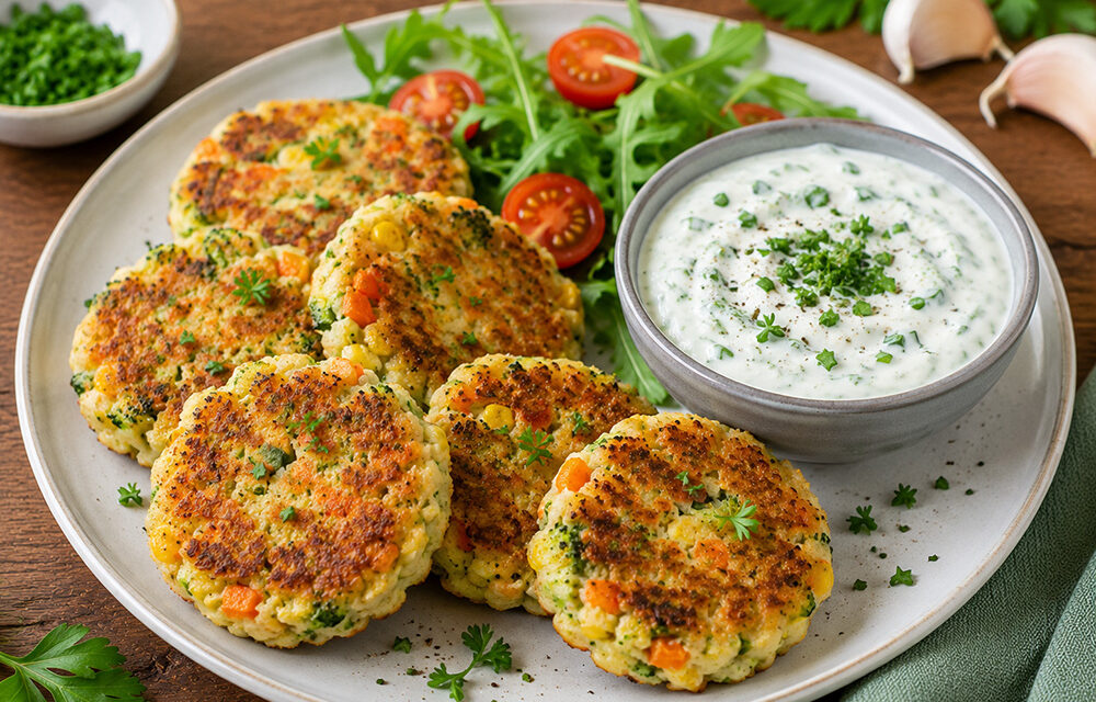 Gemüsebratlinge mit Kräuterdip