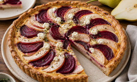 Rote-Bete-Birnen-Quiche mit Ziegenkäse