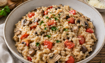 Pilzrisotto mit Tomaten – cremiger Genuss mit mediterraner Note
