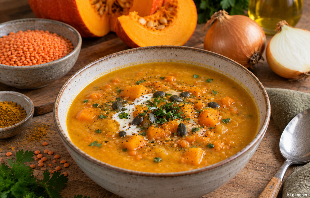 Kürbis-Linsen-Suppe – herbstlicher Genuss für kalte Tage